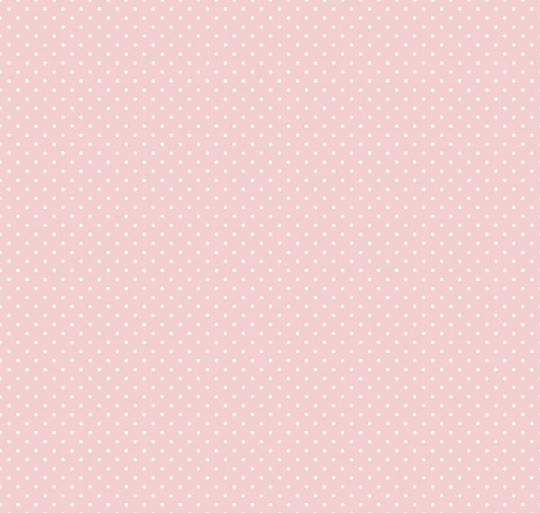 Tela color rosa claro con puntos blancos