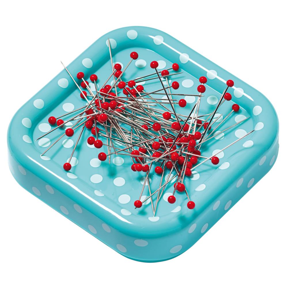 Magnetic Pin Cushion with 100 Glass Head Pins